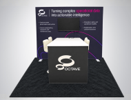 Octave exhibit booth design with a black counter
